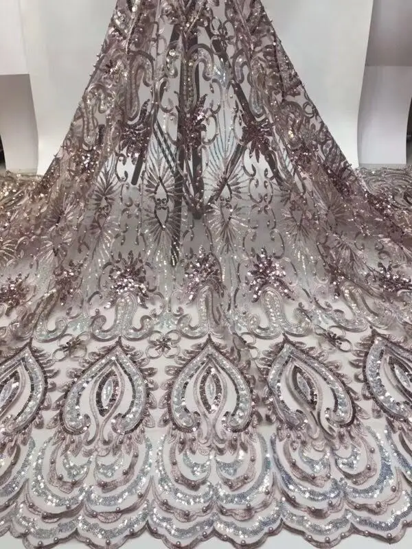 Последние бисерные французские нигерийские блестки Сетка кружевная ткань