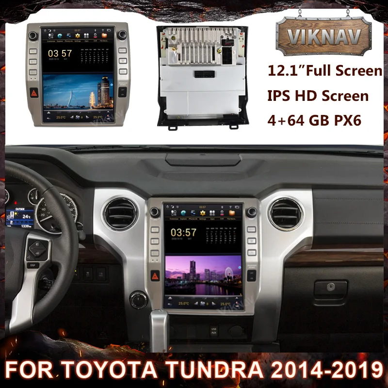 

Автомагнитола на Android с вертикальным экраном 12,1 дюйма для Toyota Tundra 2014-2019, мультимедийный проигрыватель, стерео, Gps-навигация, магнитофон