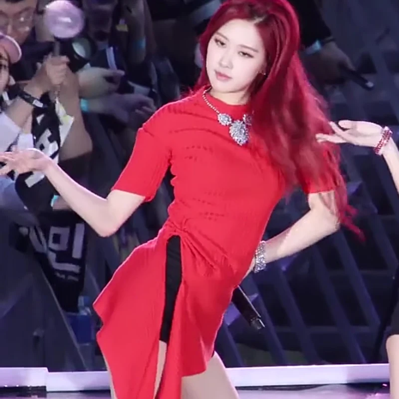 

Kpop корейские розовые джазовые танцевальные костюмы для группы девушек красное платье для ночного клуба DJ сценическое выступление одежда д...