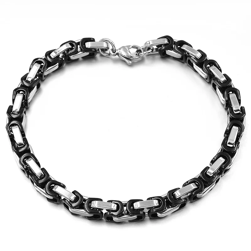 GOKADIMA черный серебряный цвет браслет из нержавеющей стали Византийская цепь