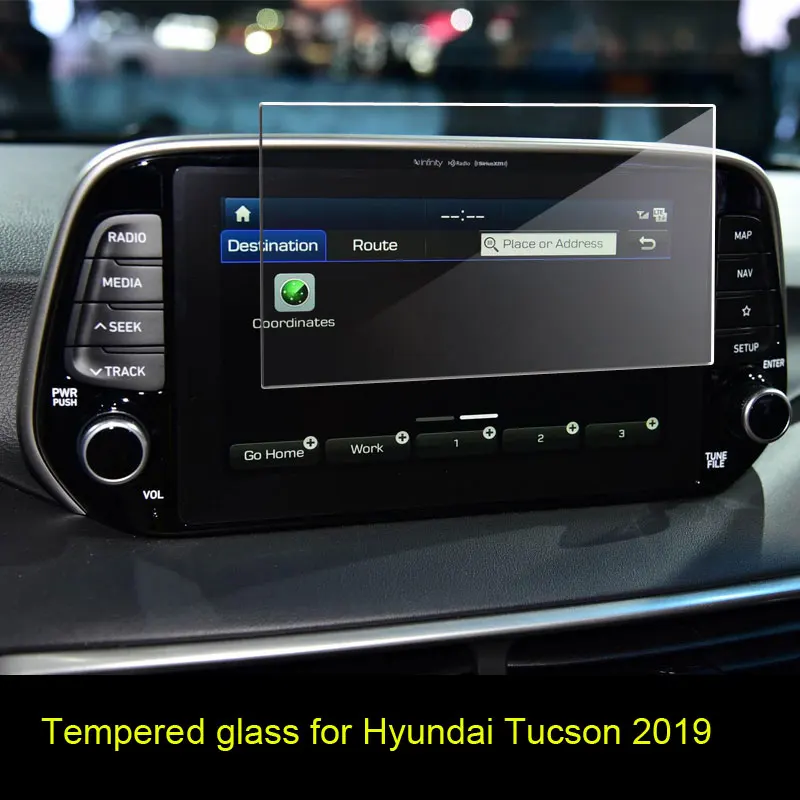 Película protectora de pantalla LCD de vidrio templado para navegación de coche, pegatina, protector de salpicadero para Hyundai Tucson 2019