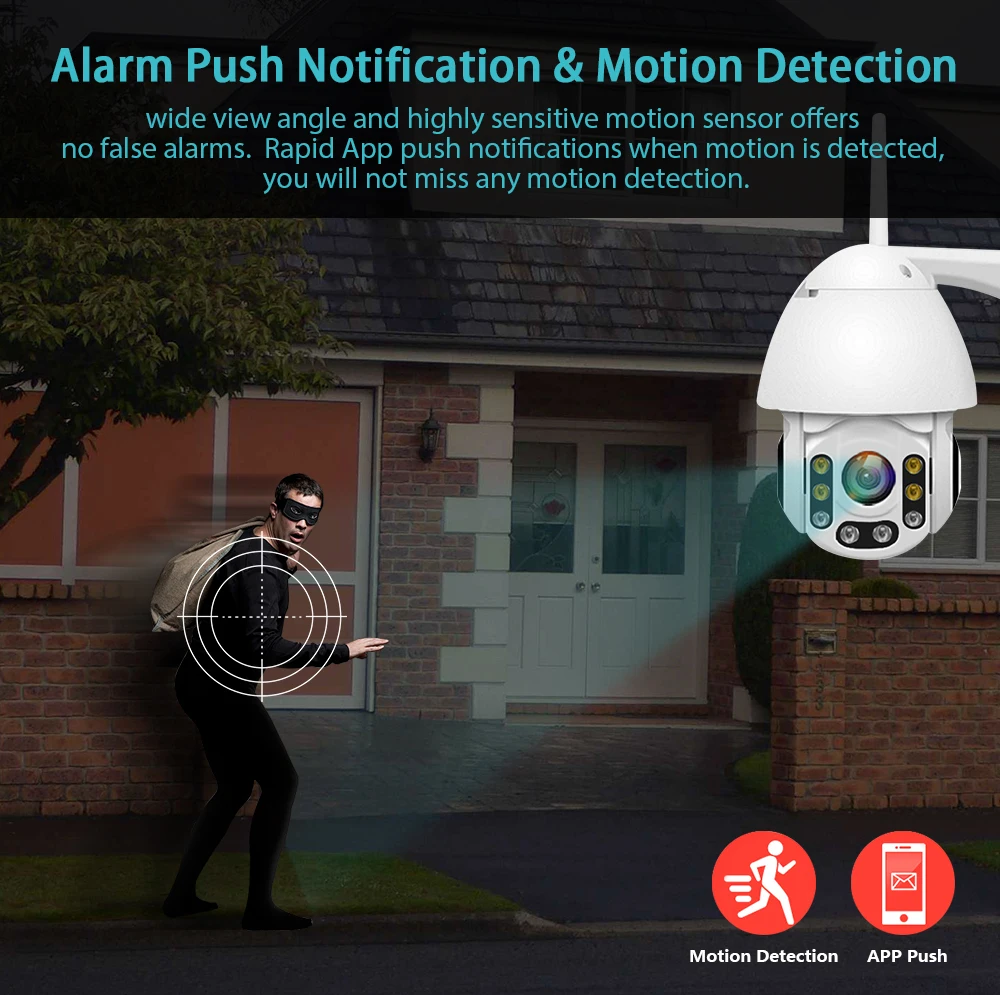 IP камера наружная купольная с датчиком движения и 4 кратным увеличением