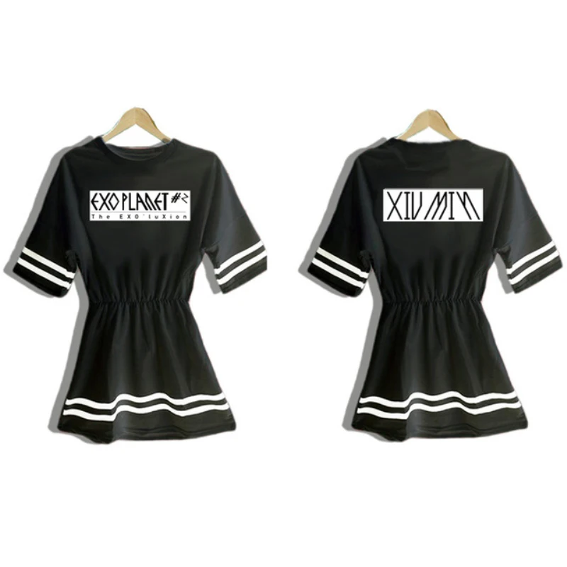Mainlead EXO PLANET 2 платье Весна Лето короткий рукав женский свободный топ + мини Vestidos| |