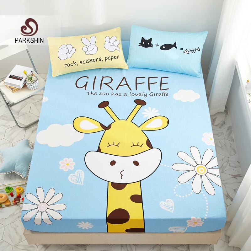 Паркшин 1 шт. мультфильм простыня 100% хлопковая резинка простыни резиновые