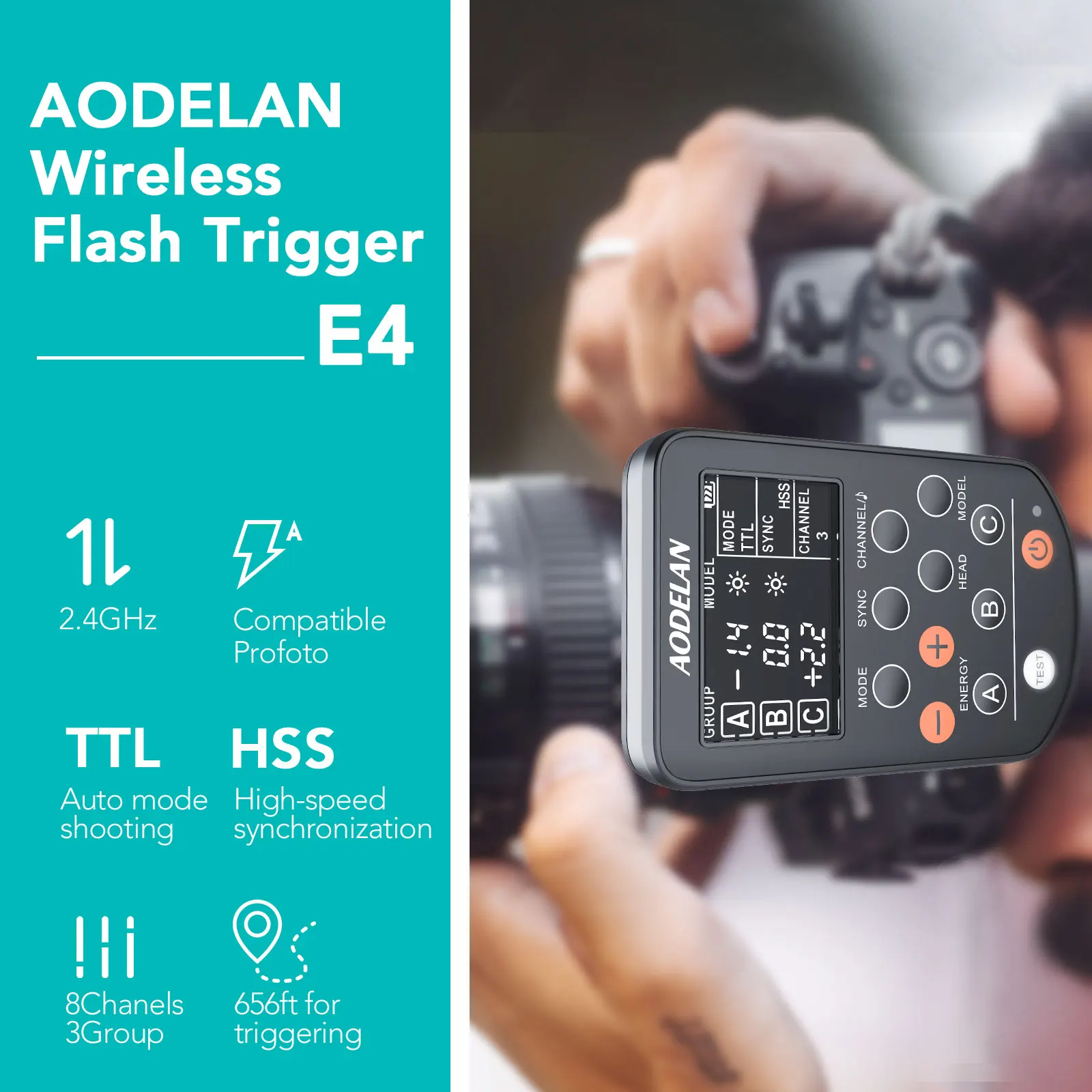 Беспроводной триггер вспышки AODELAN E4 TTL для Profoto A1 A1X B2 B10 B1X D1 D2 Pro-10 Заменяет пульт
