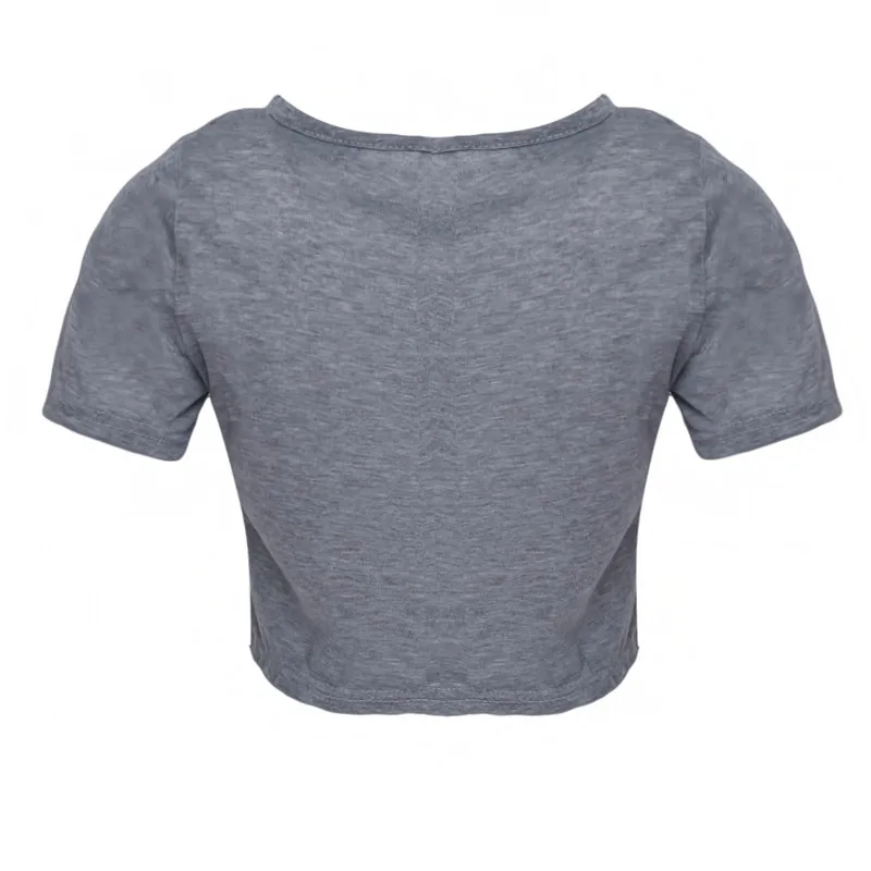 

Women Summer T-shirts Short Sleeves Round Neck Slim Fit Casual Pullover Crop Tops Tees Black White Gray