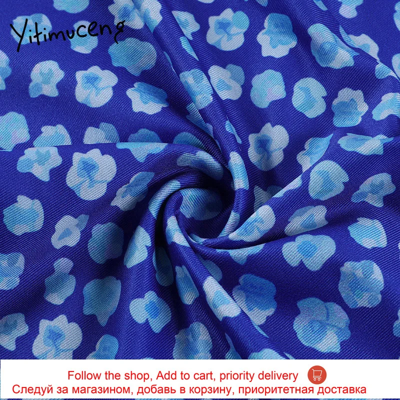 

Yitimuceng Spaghetti Strap Dress Sexy Partty Print Pencil Blue Summer 2021 Sleeveless Short Dresses Spliced Pullover Fashion