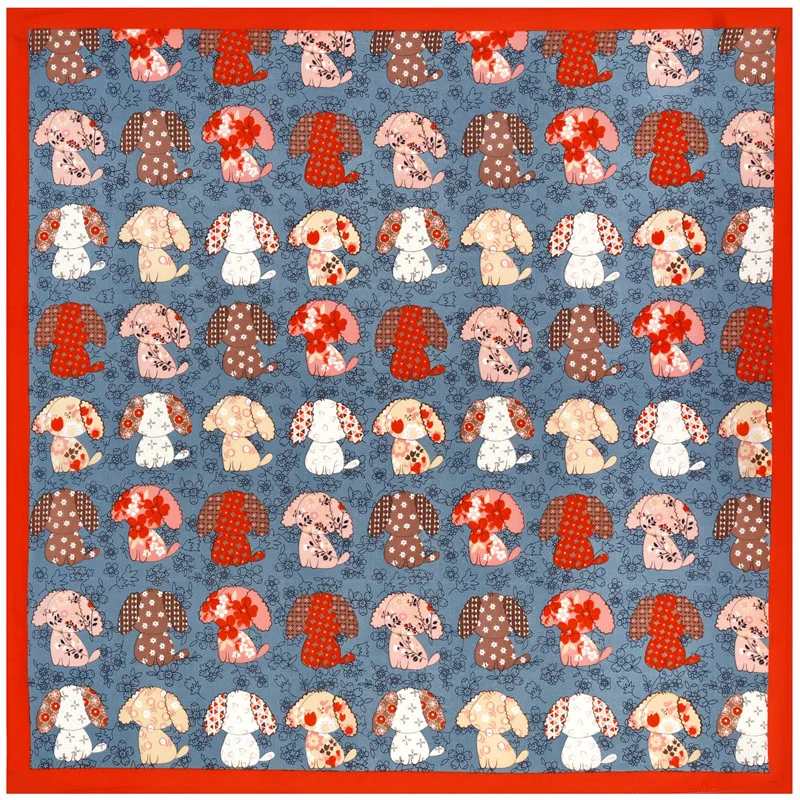 Dog RED POBING 70 см* 70 см кошачья голова небольшие Квадратные платки хиджаб люксовый бренд пятнистый Шелковый женский шарф Дамская повязка на голову с принтом шейный платок бандана - Цвет: Dog RED