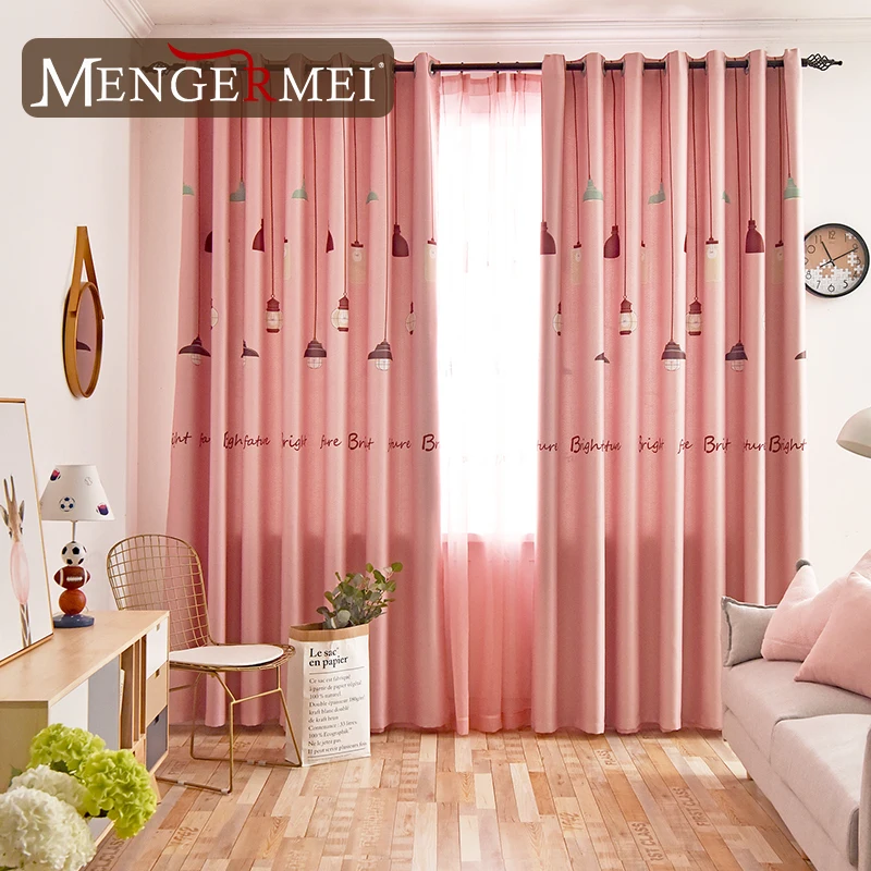 MENGERMEI розовая лампа занавески для гостиной спальни детей милые тюлевые шторы |