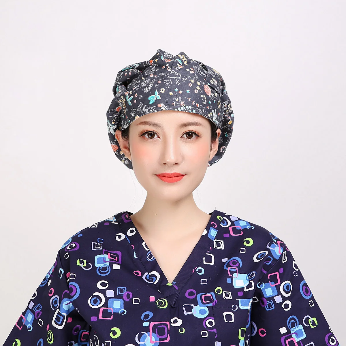 New Lab dust caps women scrubs printing hats for long hair pet grooming caps scrubs women spa beauty salon working hat wholesale
