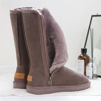 long tube snow boots women 2021 new high tube side zipper plus velvet thick winter korean leather