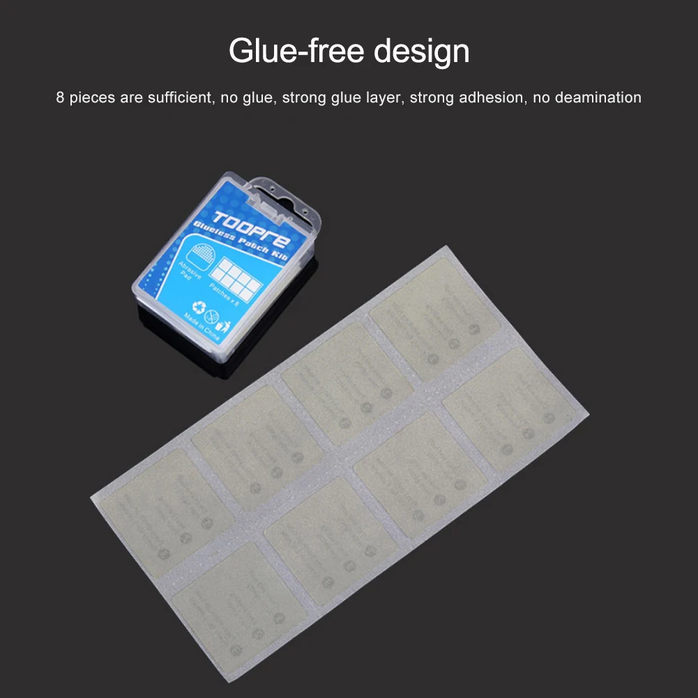 

New Bike Inner Tire Patch Repair Kit Tire Repair Tool with 8pcs Glue-free Tire Patches and Metal Rasp