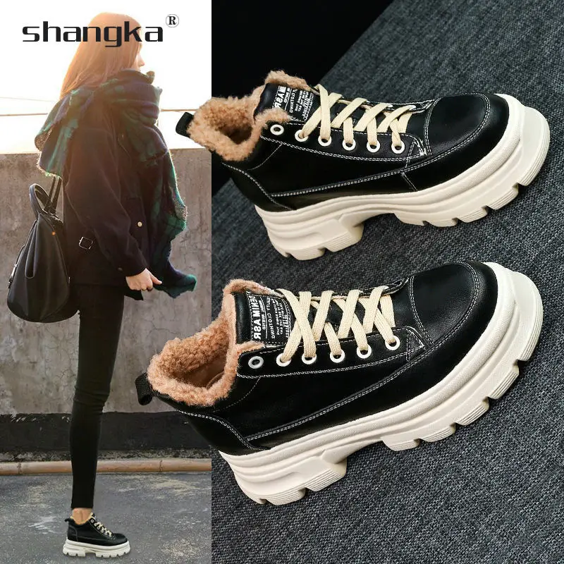 

Ботинки женские зимние на платформе, замша, кожа, мартинсы, хлопок, водонепроницаемая обувь на платформе, ПУ плюш