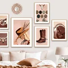 Западная ковбойская девушка лошадь перо настенная Картина на холсте скандинавские постеры и принты настенные картины для гостиной Бохо Декор
