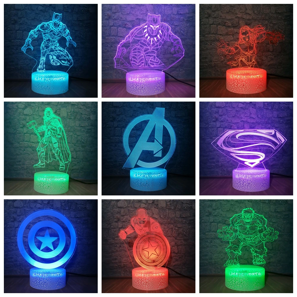 Marvel Legends игрушки герои Рождество День рождения лампы для мальчиков девочек дети 3D