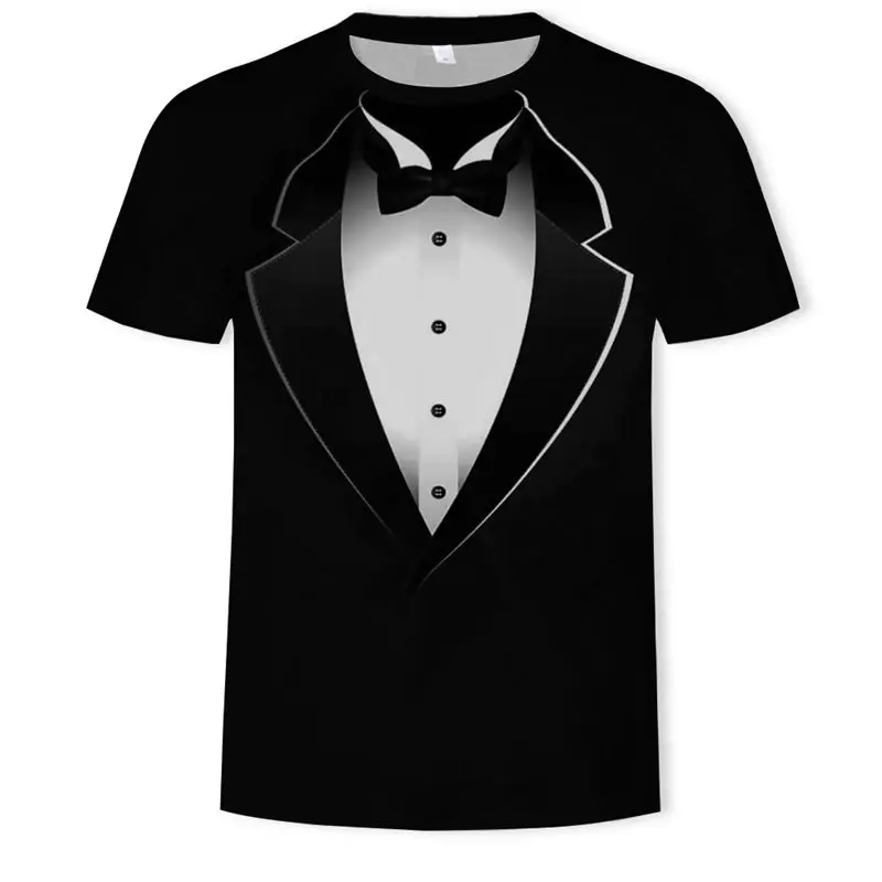 3D двойные штаны с фальш вставкой короткими рукавами костюм галстуком бабочкой