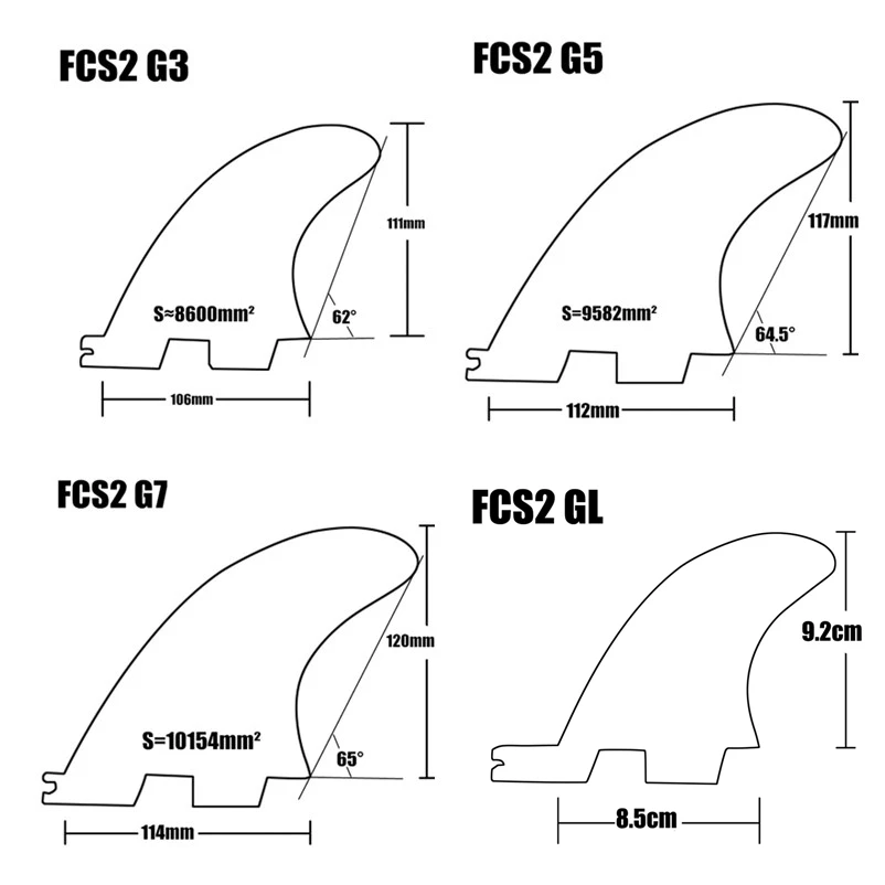 

FCS2 Fins G3/G5/G7/GL Surfboard Fin Fibreglass Fins FCS2 Quilhas Fins Upsurf