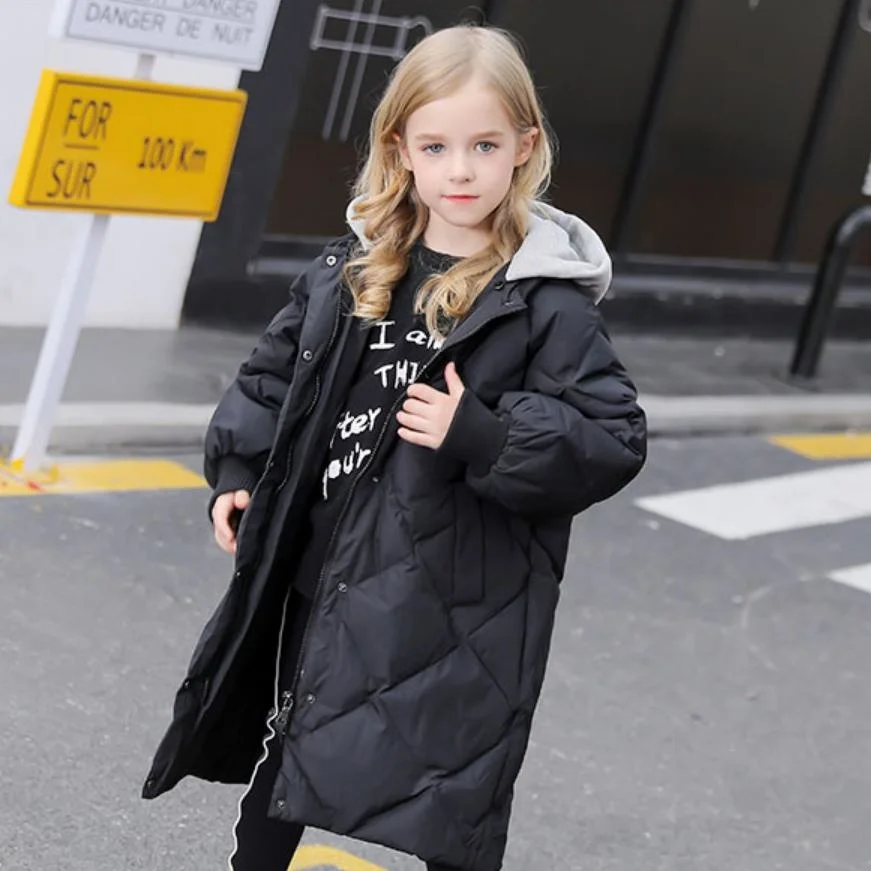 

Детский пуховик, новинка зимы 2019, теплая куртка с капюшоном для мальчиков и девочек, толстая верхняя одежда с длинным рукавом, модная детска...