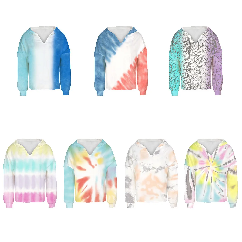 

Casual Hoodies For Teens Girl Fashion Tie Dye Print Sweatshirt Long Sleeve Winter Streetwear Kid Clothes Hoodie Moletom Teenage