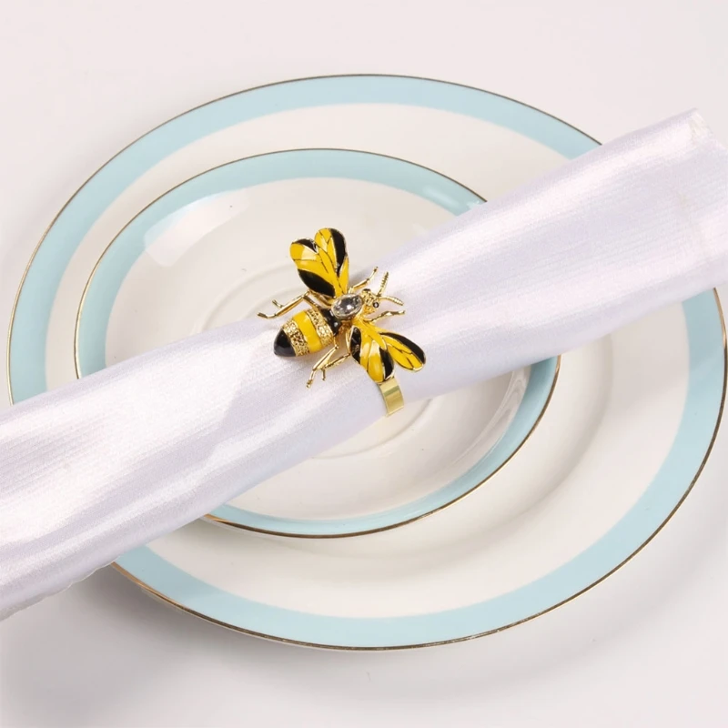 Набор из 6 колец для салфеток Пчелка металлическая Кольца Аксессуары скатерти