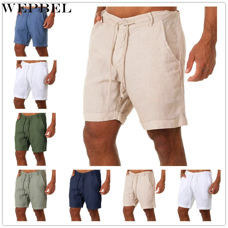 

Шорты WEPBEL мужские для тренировок и спортзала, повседневные летние пляжные до колен, с завязкой на талии