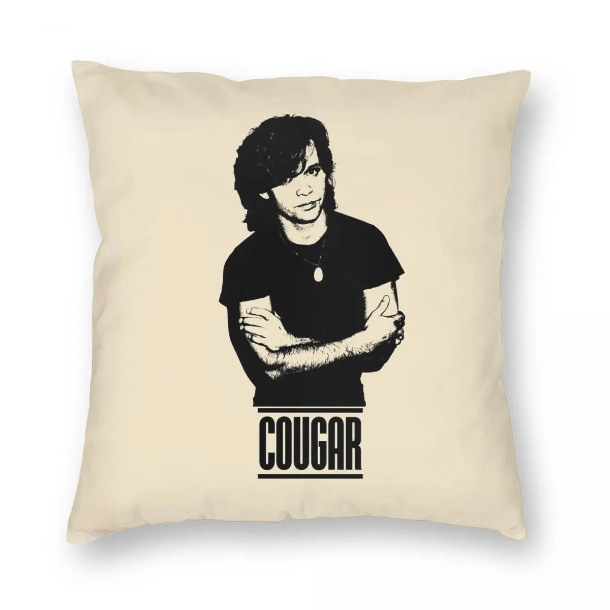 Cougar The Black Stencil Square Pillowcase Polyester Linen Velvet Printed Zip Decor Pillow Case Home Cushion Cover