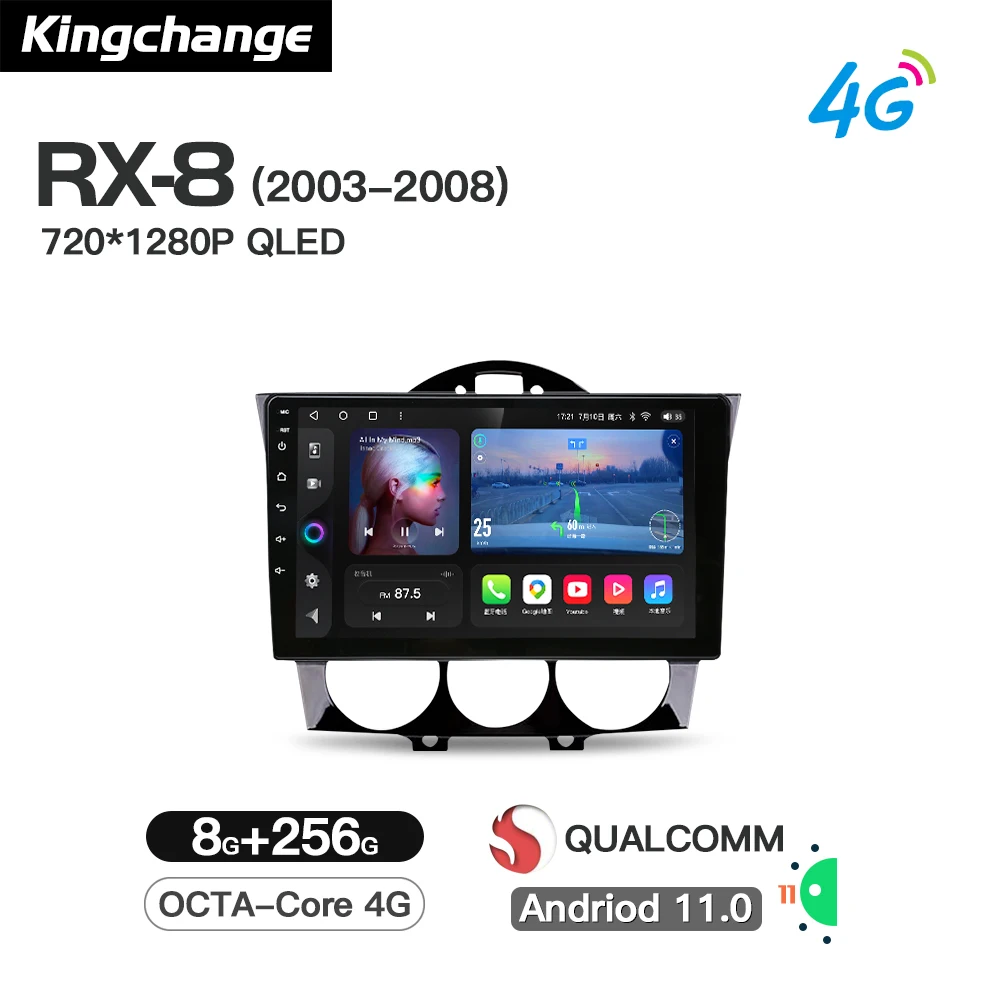 

Автомобильный видеоплеер Kingchange Octa-Core, Android 11, для MAZDA RX8 2003-2008, радио, мультимедиа, стерео плеер, GPS, Wi-Fi, навигация