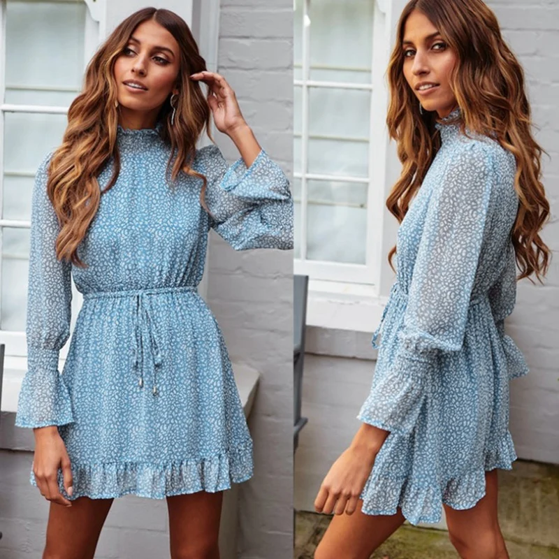 

Kili Women Polka Dot Vintage Autumn Dresses Women Dress Floral Print Dress Long Sleeve Dress
