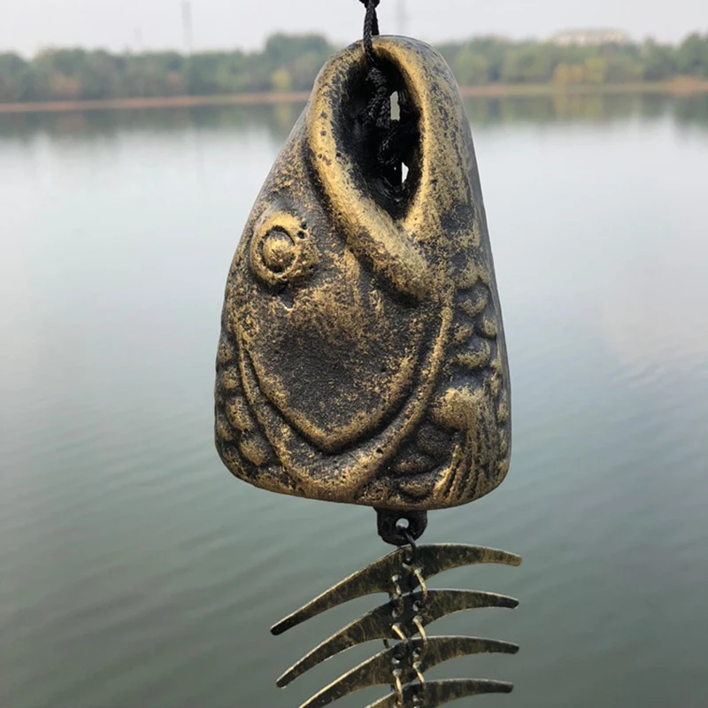 

Ветряные колокольчики Fishbones, классические ретро ветряные колокольчики, украшения, металлические ветряные колокольчики, декор для сада, гос...