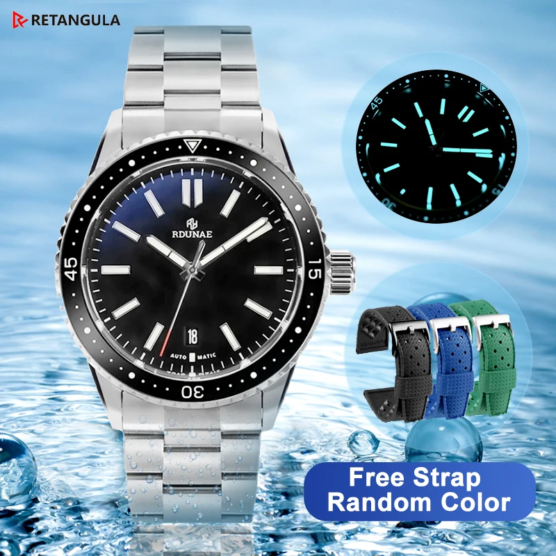 Retangula Mens Automatic Diver Watch 300M Waterproof Ceramic Bezel Luminous Sapphire Glass Watches Luxury Brand Mechanical Watch