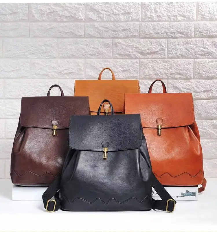 

Роскошный вместительный женский рюкзак, новинка 2021, винтажная однотонная сумка через плечо из натуральной кожи, Женский дорожный рюкзак