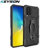 keysion shockproof armor case for samsung a22 a12 a32 5g a03s a02s silicone stand back clip phone cover for galaxy m32 m02s m12