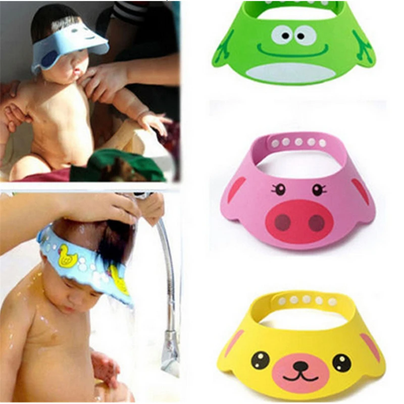Gorro de ba&ntilde;o ajustable para beb&eacute;, gorro de ducha ajustable para champ&uacute;, suministros para el cuidado del beb&eacute;, visera para el pelo-1