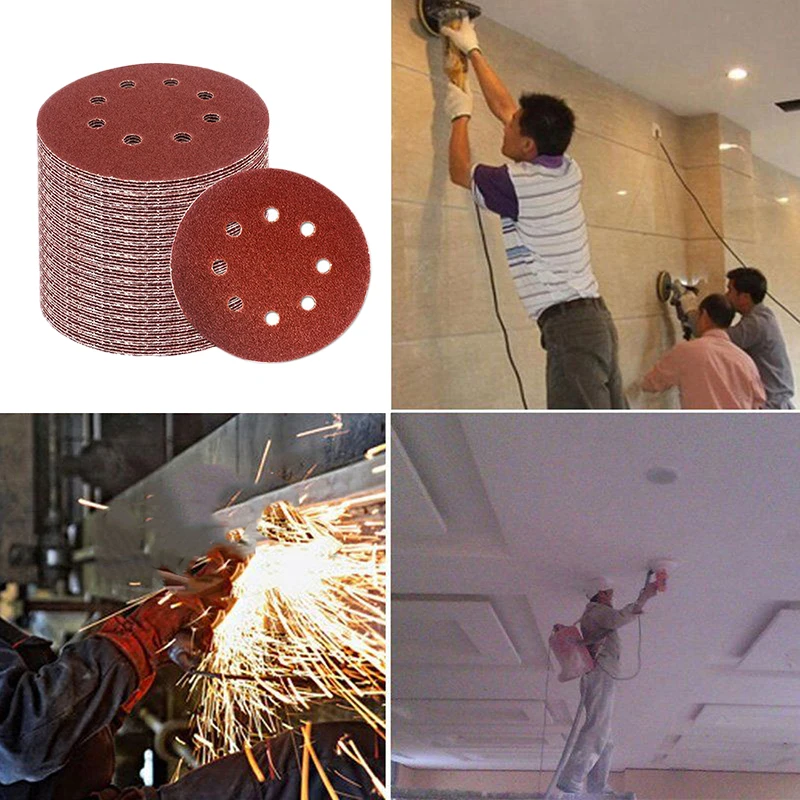 Круглые шлифовальные диски 20 шт. 5 дюймов 8 отверстий наждачная бумага 600 зерен для