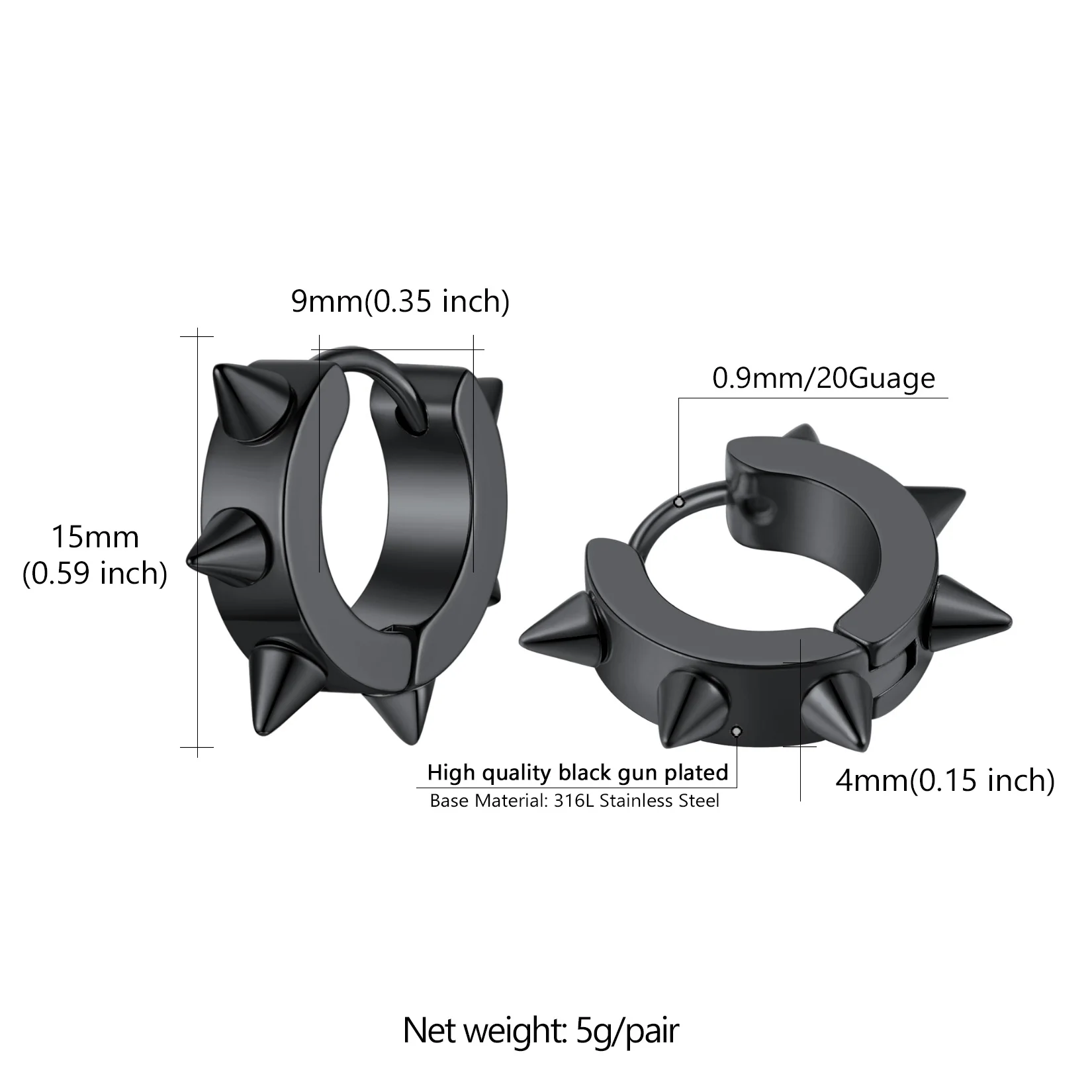 Мужская искусственная кожа Панк Готический Байкер в стиле хип-хоп черная 316L