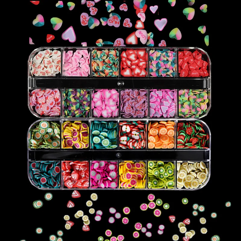 

24Grid Holographic Butterfly Love Sequins Nail Art Glitter Slices Flakes 3D Mixed Color Sparkly Gel Polish Manicure Decorations