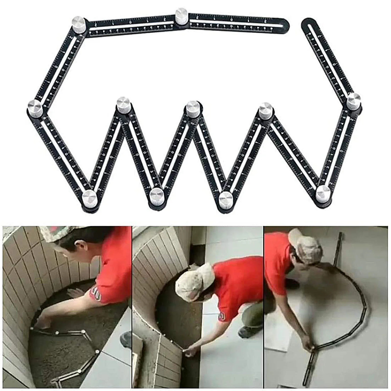 

Multi Angle Measuring Ruler 12-side Alloy Angle Finder Template Tool 12- Folding Ruler Brick Tile Wood Corner Positioning Tools