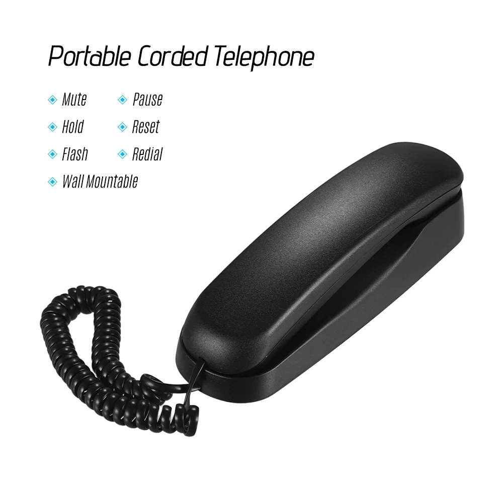 

Mini Desktop Corded Landline Phone Fixed Telephone Wall Mountable for Home Hotel Office Bank Call Center Supports Mute and so on