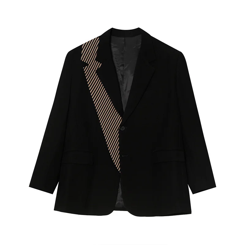 

IEFB Men's Wear 2021 Autumn New Korean Loose Design Stripe Patchwork Fashion Casual Suit Coat Men's Wear Blazer For Male 9Y5793