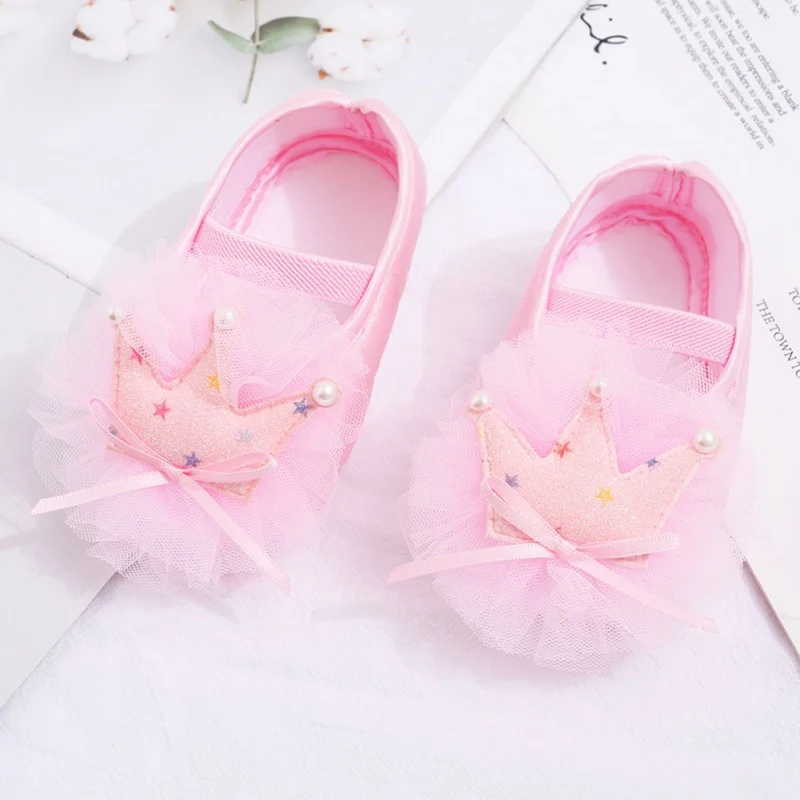 

Baby Girl Crown Mesh Princess Shoes Cloth Newborn Cute Shoes First Walker