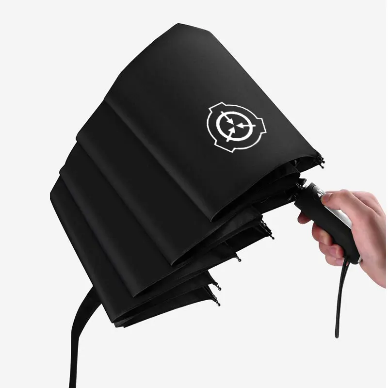 Автоматический зонт из мультфильма SCP складной непродуваемый черный с особыми