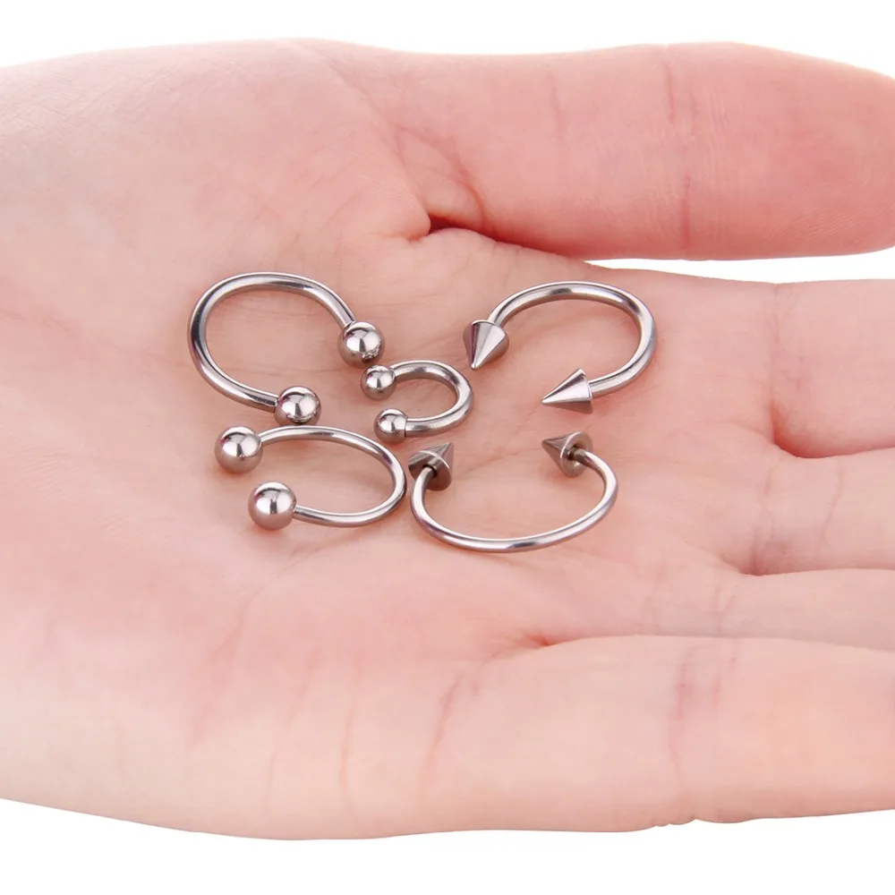10 шт. кольцо для пирсинга носа из нержавеющей стали губ ушей Спиральные кольца