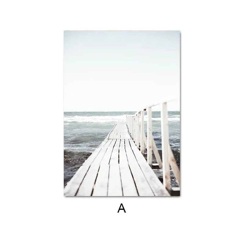 Тропический Летний морской пейзаж постер с принтом на морском мостике трава