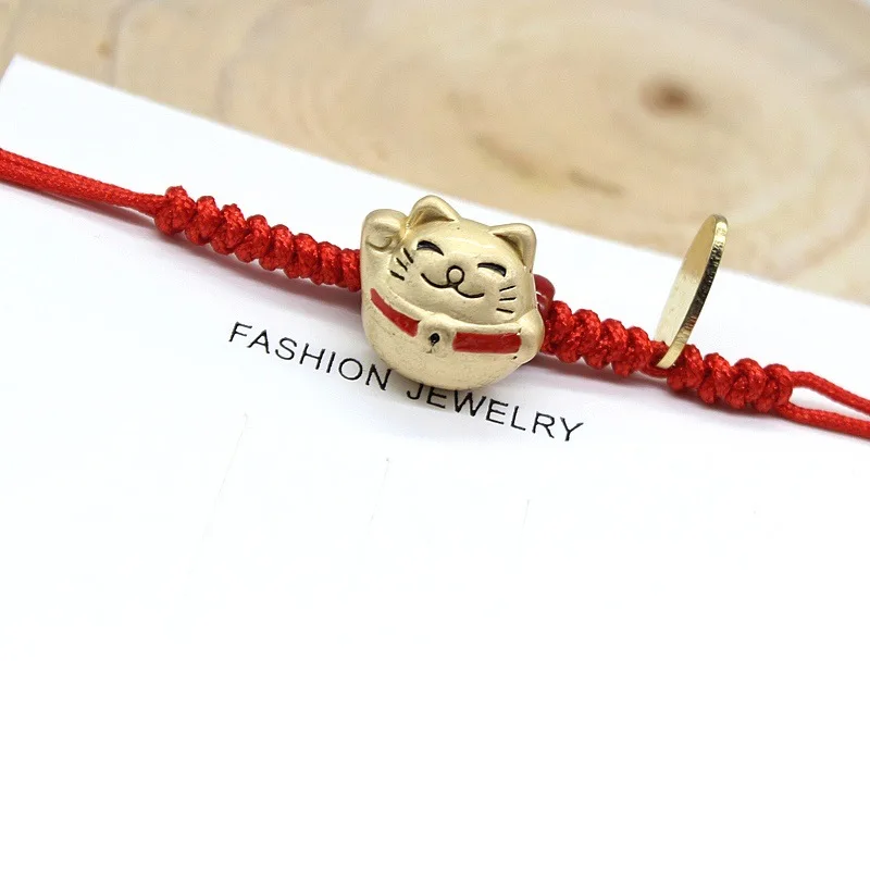 Модное счастливое медное животное амулет браслет тонкая красная веревочная нить