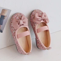 spring autumn girls shoes bling princess shoes glitter bowtie children flats kids shallow shoes baby single shoes toddlers k226