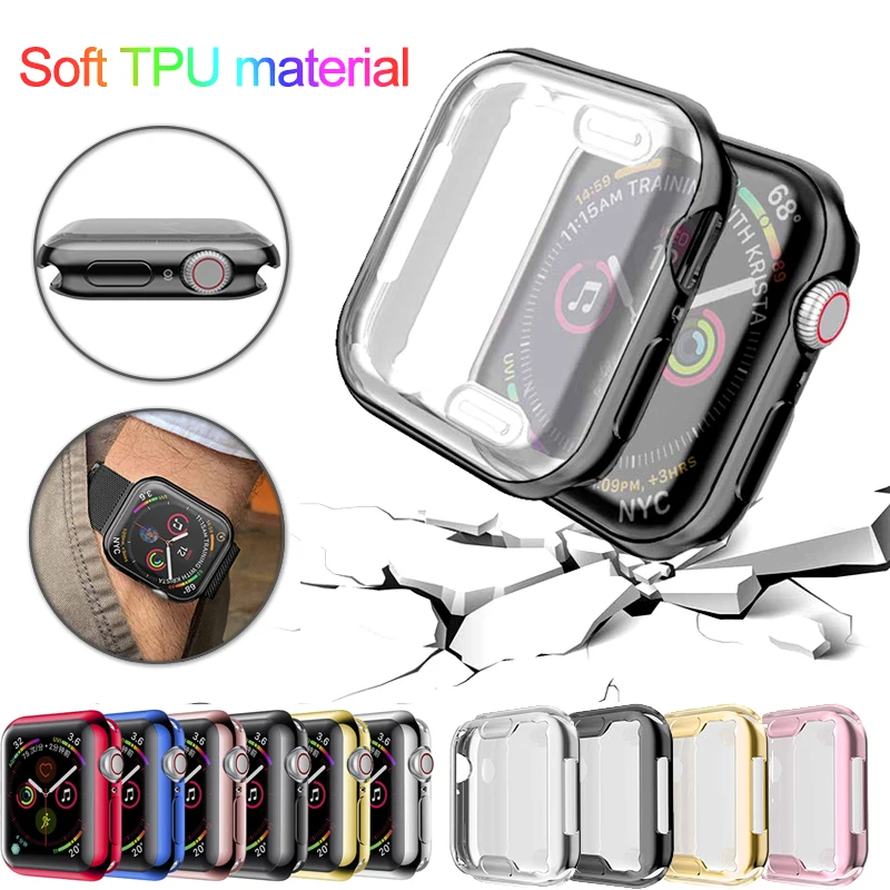 

Watch Cover For Apple Watch band series 6 5 4 40mm 44mm case 3 2 1 42mm 38mm Slim All inclusiveTPU case Protector for iWatch 6