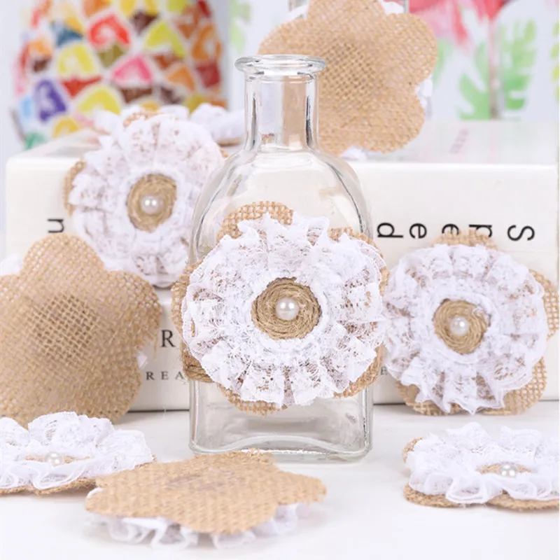 

5 шт., джутовый бант, искусственные цветы, винтажные свадебные аксессуары, украшение для дома