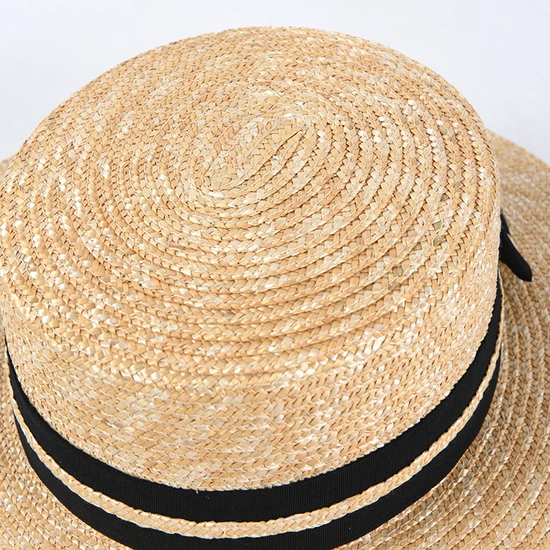 Шляпка от солнца USPOP женская Соломенная Панама с бантом плоским верхом летняя