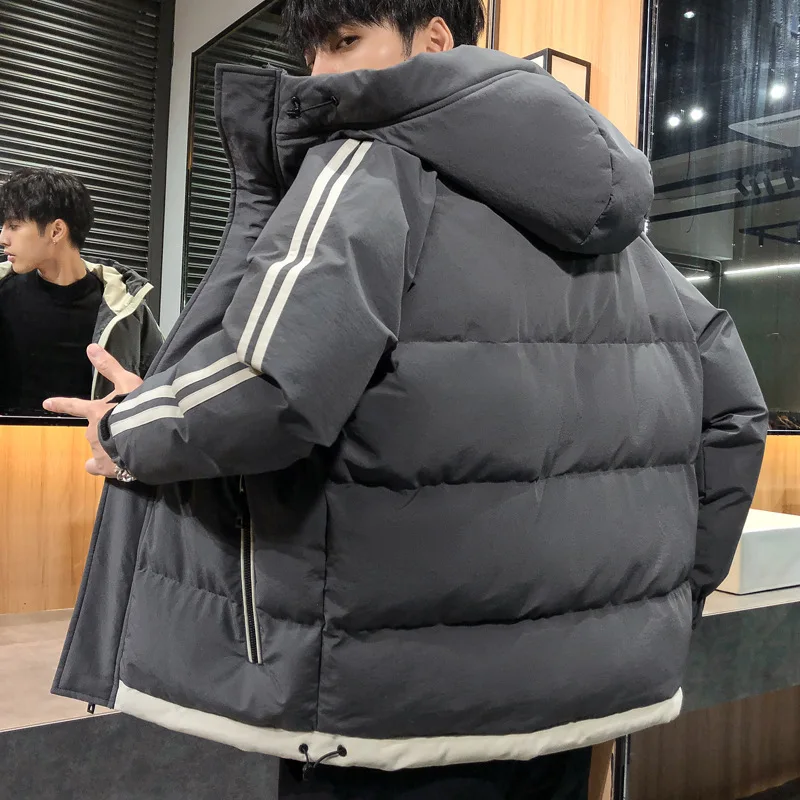 Men's Fashion Thick Padded Jacket Hooded Sports Jacket Autumn and Winter Casual Warm Cotton Clothing Youth Winter Coat