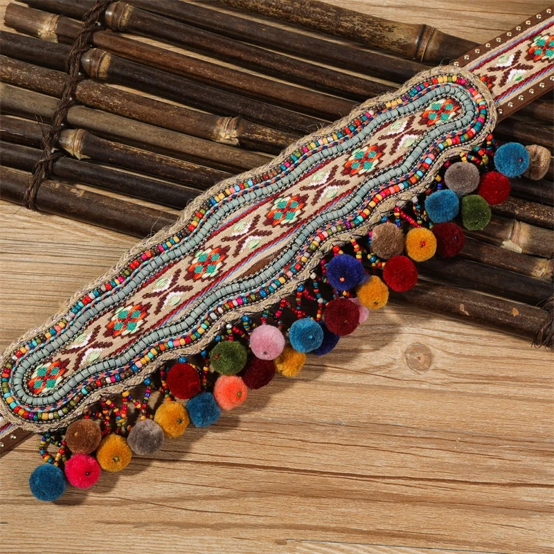 

Ремень женский ручной работы из искусственной кожи, модный пояс в богемском стиле, винтажный аксессуар для одежды, уникальные ремни в этнич...